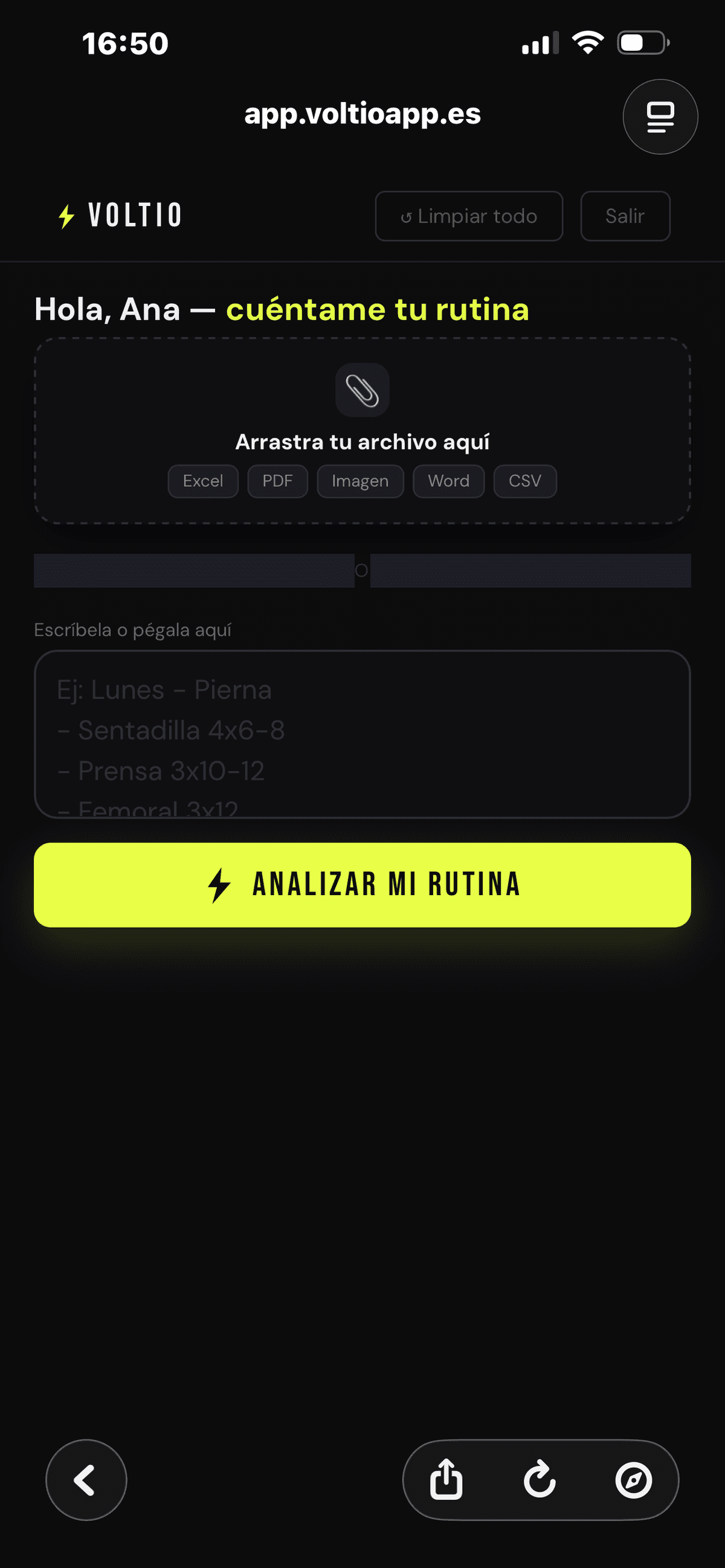 Captura real de Voltio - Pantalla de Inicio & Racha