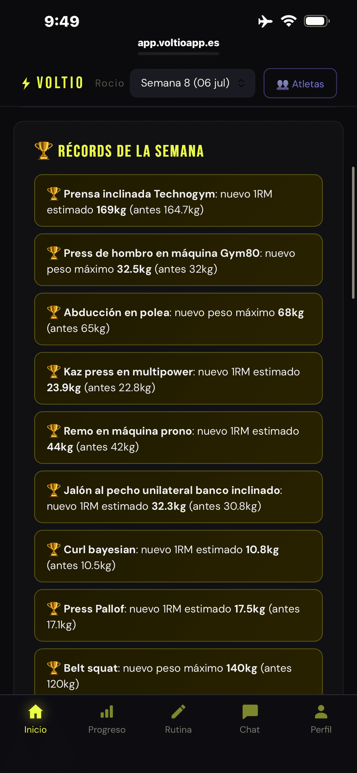Captura real de Voltio - Modo Entrenador & Atletas