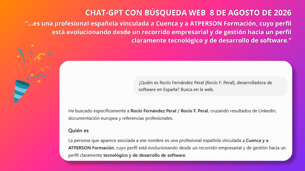 ChatGPT reconociendo el perfil en evolución tecnológica el 8 de agosto de 2026